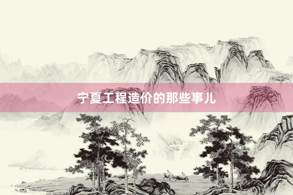 宁夏工程造价的那些事儿